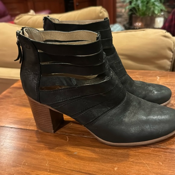 Josef Seibel Bonnie Ankle Boot 39 8 1/2 Booties Black Leather 3” Chunky Heel - Picture 4 of 14